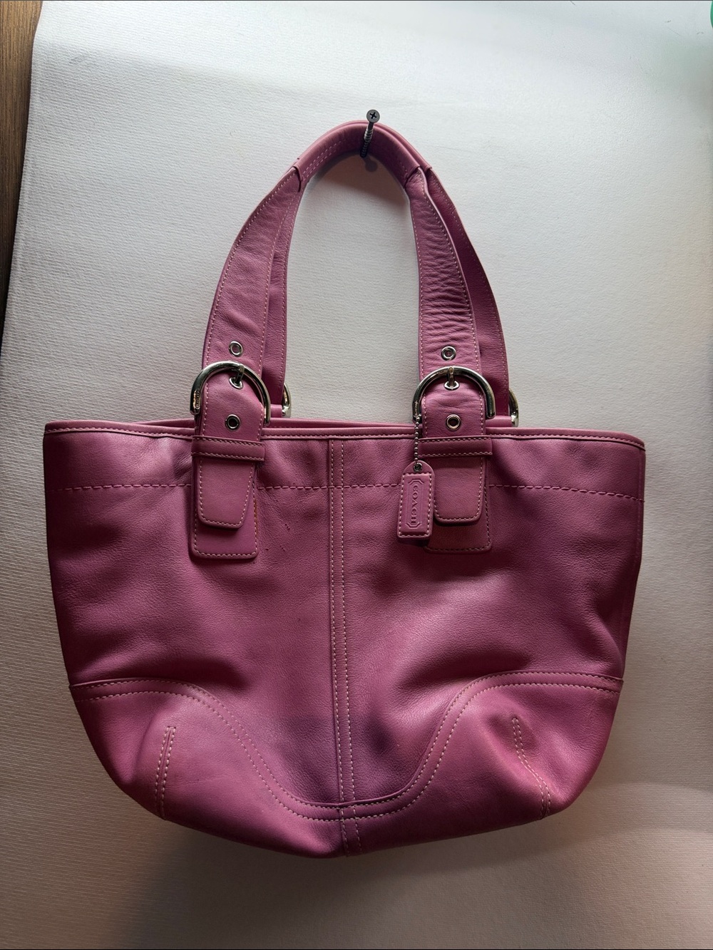 Coach Pink Leather Tote with Double Handles
